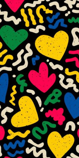 Colorful heart doodle pattern