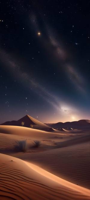 کویر شنی در شب پرستاره