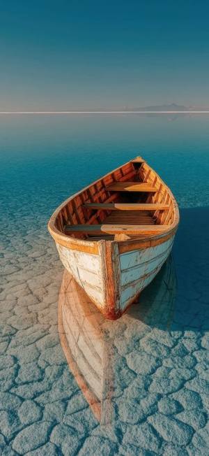 قایق چوبی دریاچه آرام