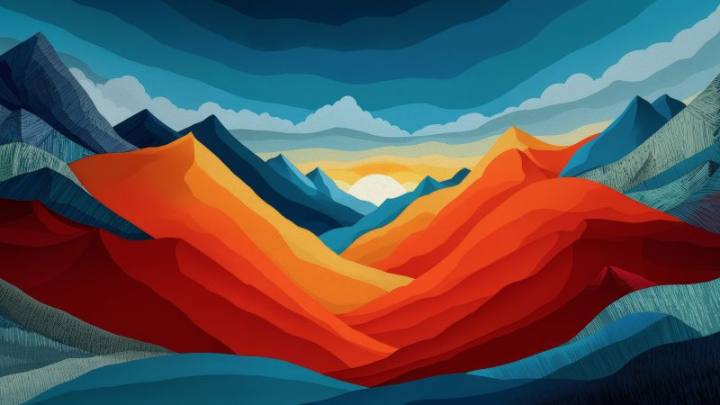 Red mountain sunset valley
