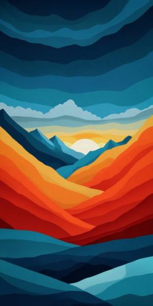 Minimal mountain valley sunrise