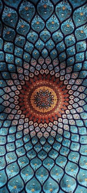نقش ماندالا آبی و قرمز