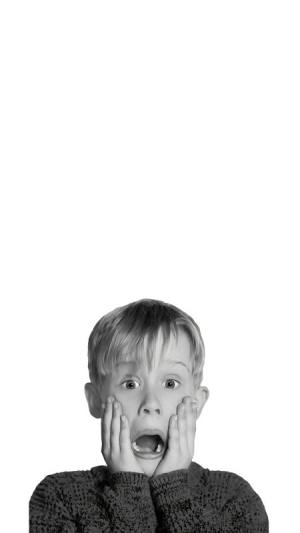 Shocked boy black and white