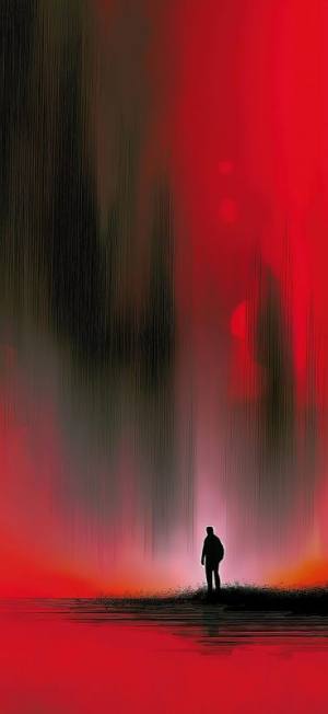 Red fog silhouette man