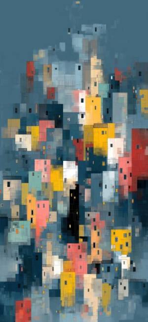 Abstract pixel city mosaic