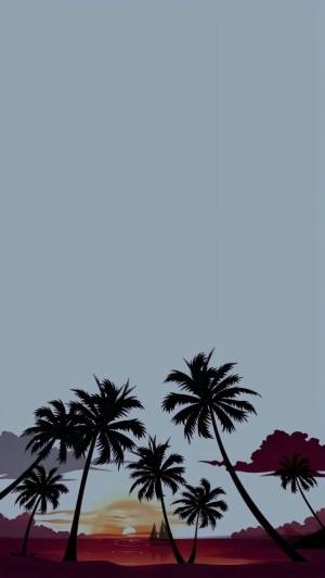 Palm trees sunset silhouette